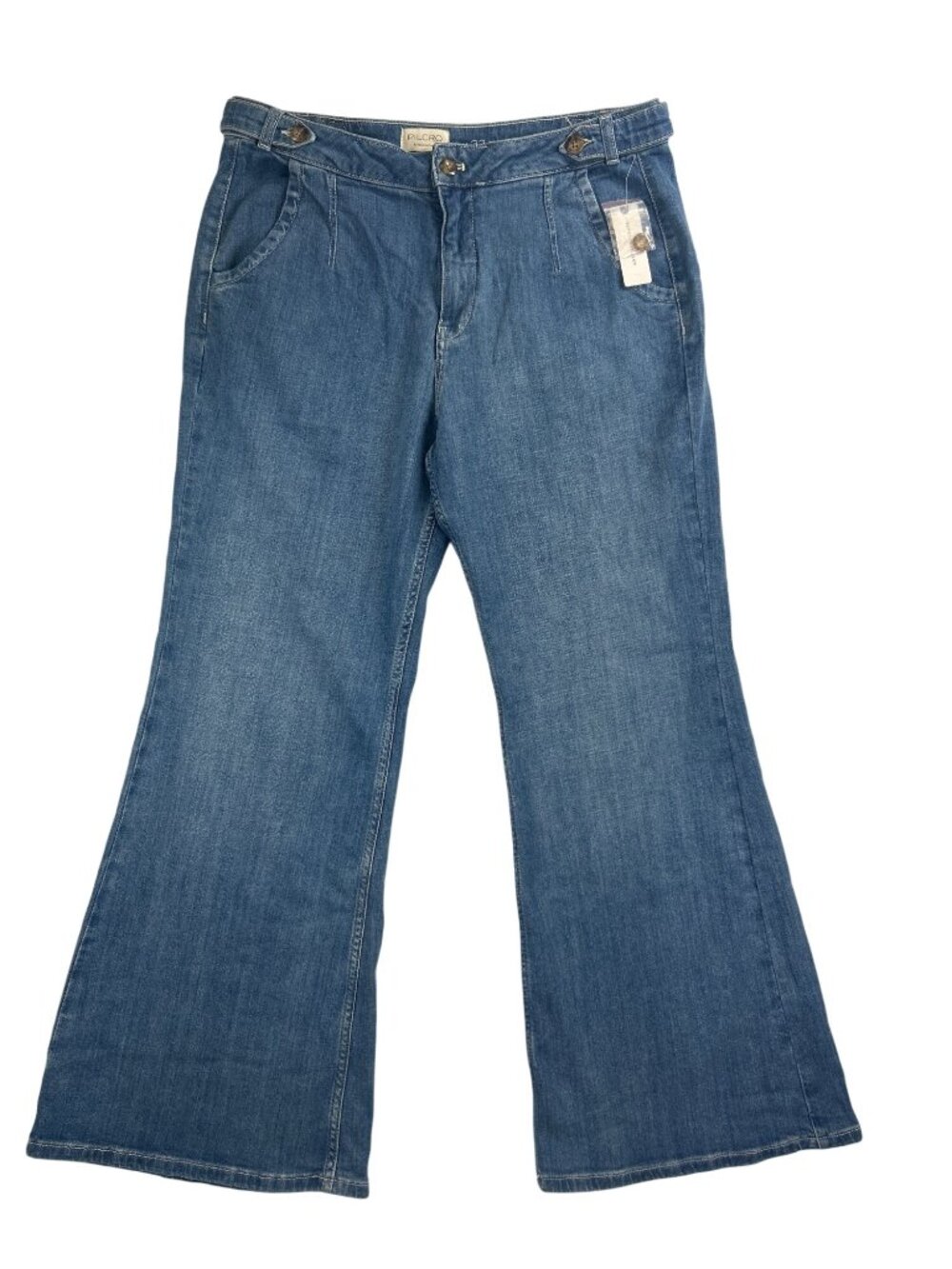 NWT Pilcro Denim Women's Size 32 High Rise Wide Leg Flare Jeans Patch Pockets